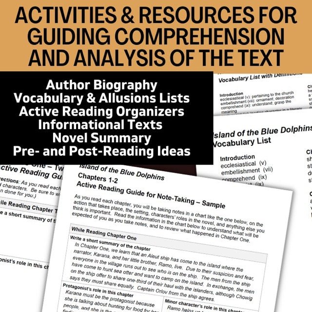 Island of the Blue Dolphins Novel Study - 150+ Page No - Prep Teaching Unit - Simply Novel