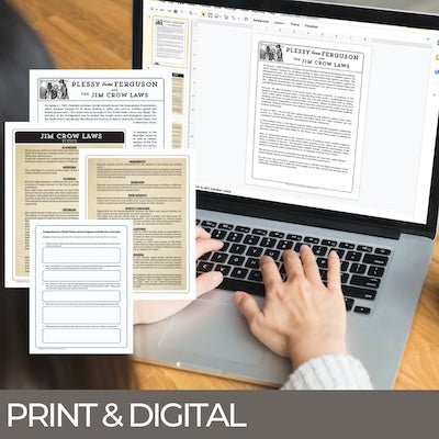 Jim Crow Laws & Plessy v. Ferguson | Informational Text Activity with Questions - Simply Novel