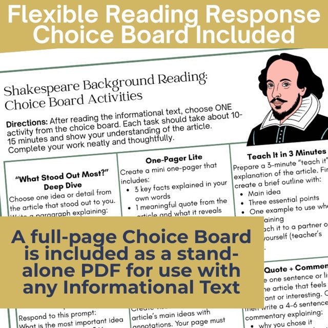 Life in Shakespeare's Time Informational Text Article with Questions - Simply Novel