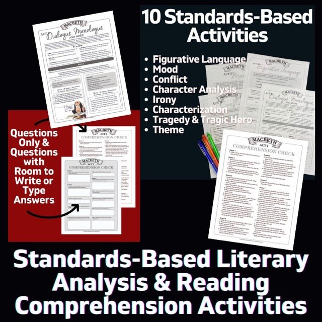 Macbeth Unit Teaching Resource BUNDLE Over 140 Pages in Print & Digital Formats - Simply Novel