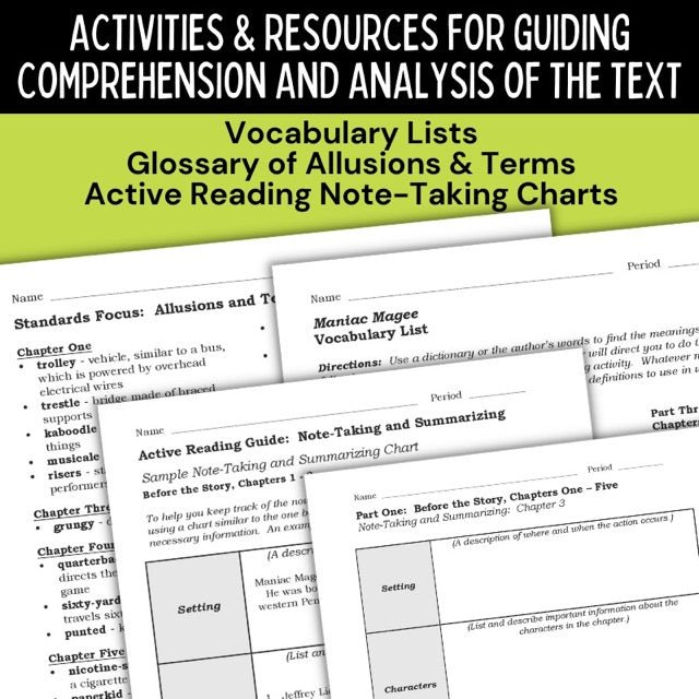 Maniac Magee by Jerry Spinelli Novel Study Unit Resource BUNDLE - Simply Novel