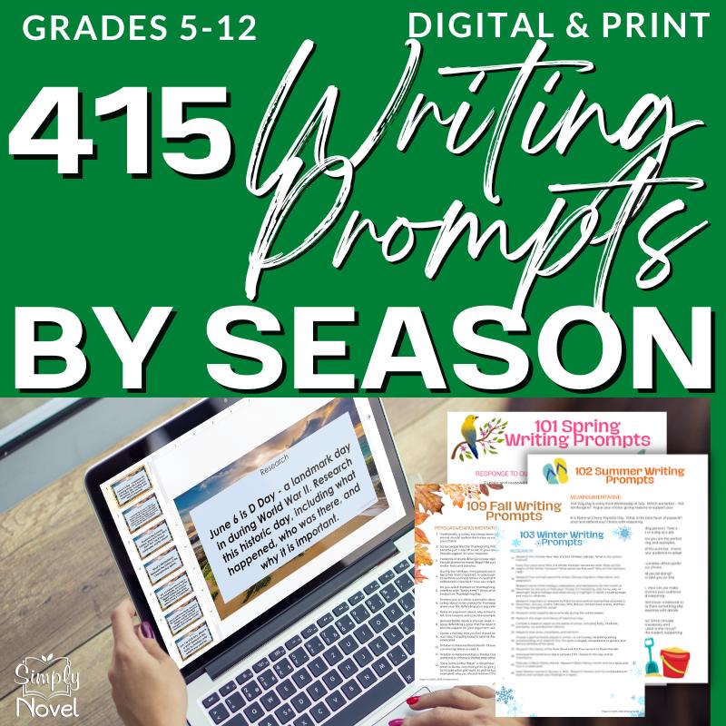 Middle & High School Essay & Writing Writing Prompts for ALL Seasons BUNDLE - Simply Novel
