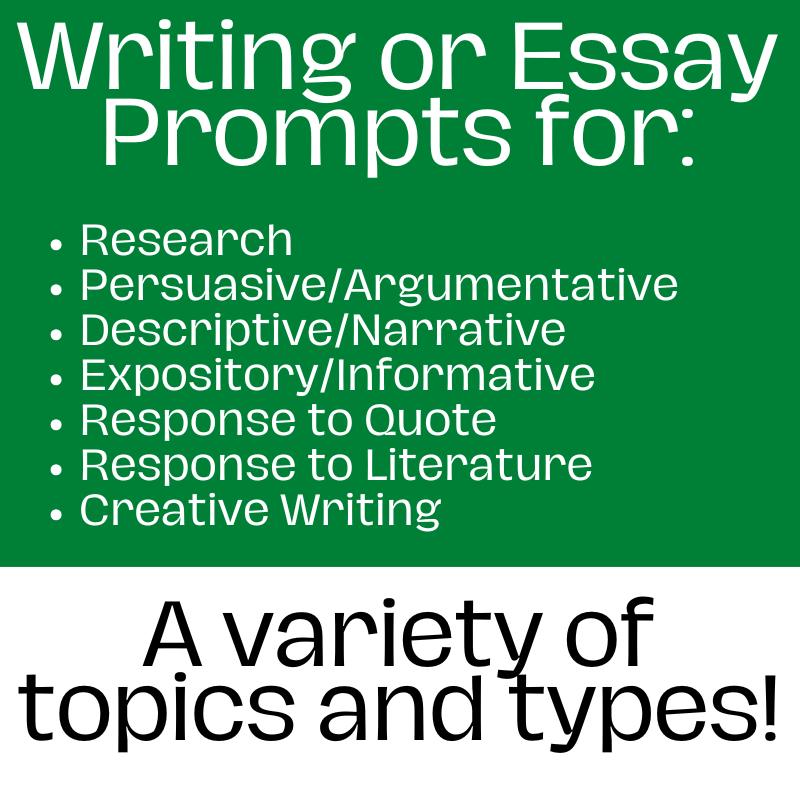 Middle & High School Essay & Writing Writing Prompts for ALL Seasons BUNDLE - Simply Novel