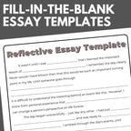 Narrative Essay and Reflective Essay Templates - Scaffolded Fill - in - the - Blank Essay Writing - Simply Novel