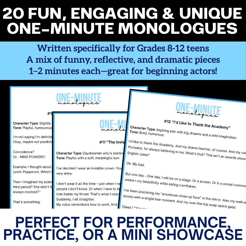 One - Minute Monologues for Grades 8–12: Engaging, Performance - Ready Scripts - Simply Novel