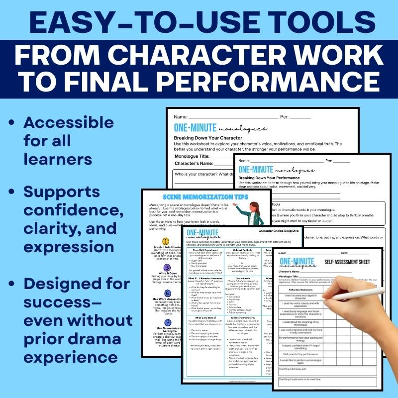 One - Minute Monologues for Grades 8–12: Engaging, Performance - Ready Scripts - Simply Novel