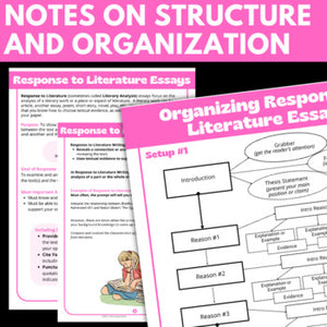 Response to Literature Essays - Lesson Handouts and Graphic Organizers