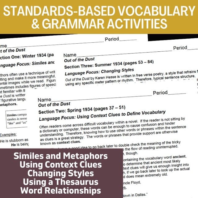 Out of the Dust Novel Study - 150 Page, No - Prep Teaching Guide - Simply Novel