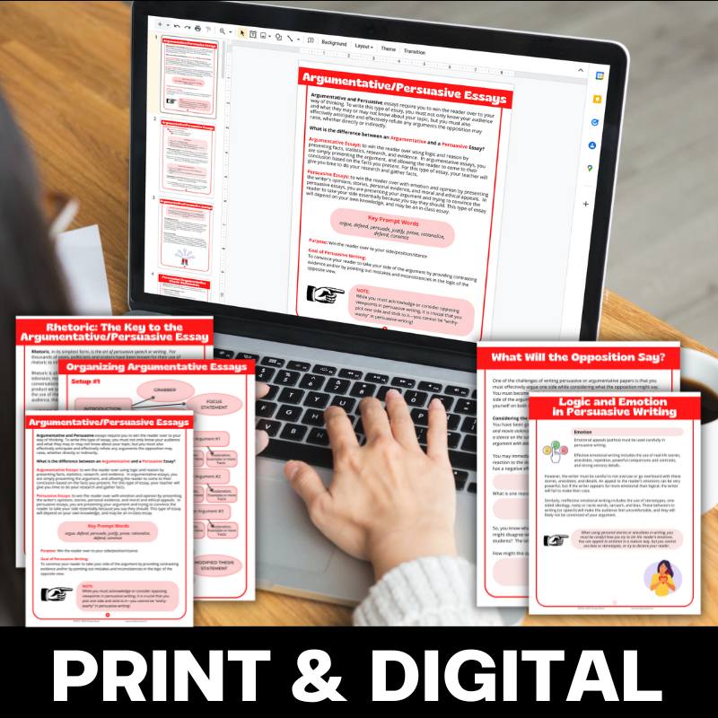 Persuasive and Argumentative Essay Unit - Lessons, Handouts, Sample Essays - Simply Novel