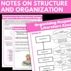 Response to Literature Essays 5 - Paragraph Lesson, Activities, Graphic Organizers - Simply Novel