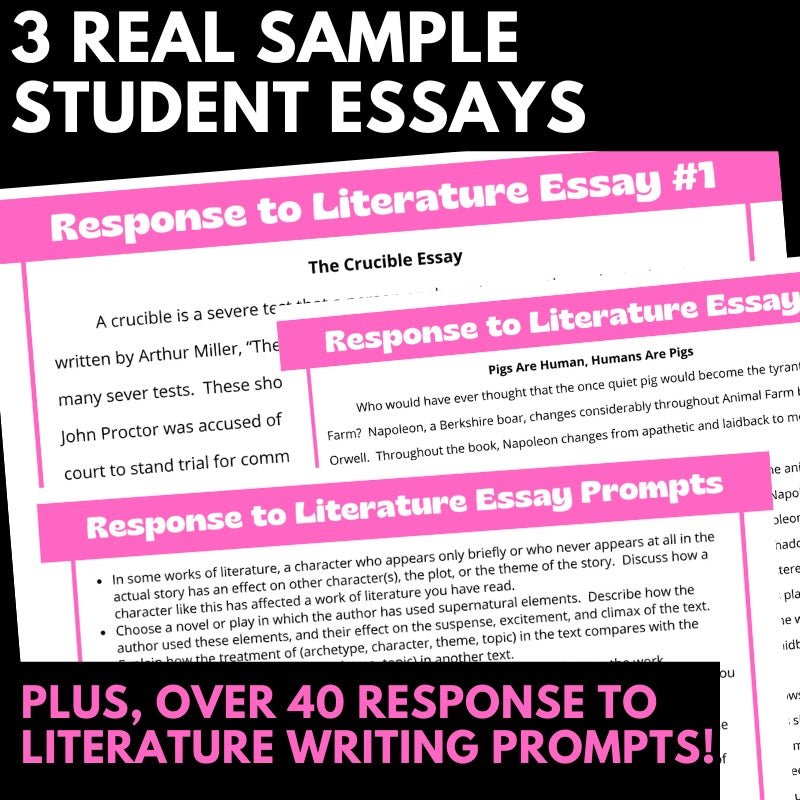 Response to Literature Essays 5 - Paragraph Lesson, Activities, Graphic Organizers - Simply Novel