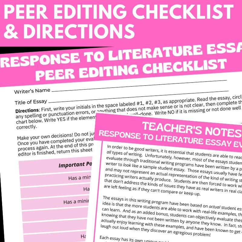 Response to Literature Essays 5 - Paragraph Lesson, Activities, Graphic Organizers - Simply Novel