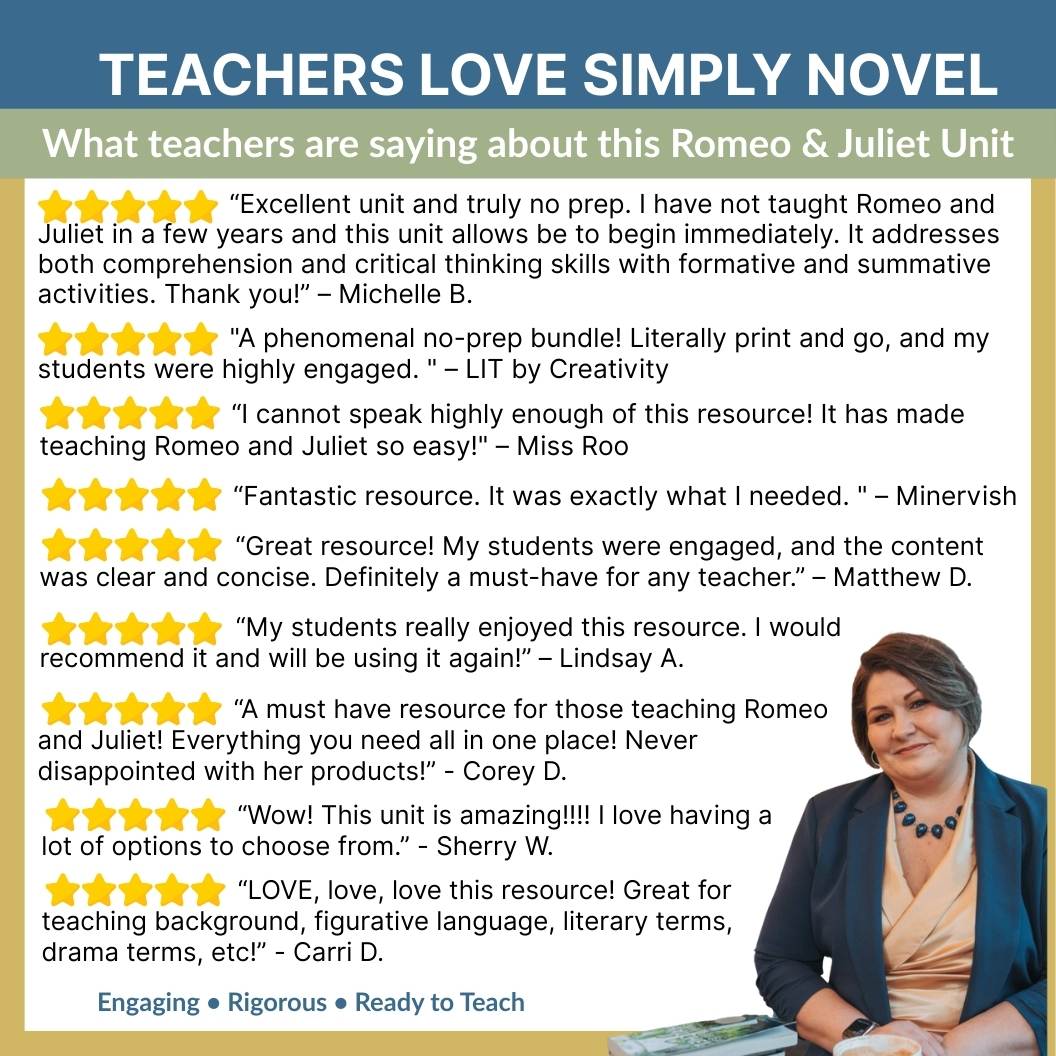 Romeo and Juliet Unit - Complete Teaching Resource BUNDLE in Digital and Print - Simply Novel