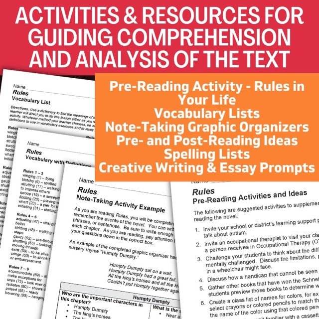 Rules Novel Study Unit - 120 Page, No - Prep Teaching Guide - Simply Novel