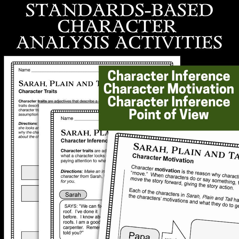 Sarah Plain and Tall printable novel study unit student handouts