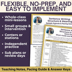 Sentence Writing: Structure & Meaning Unit | 4 Weeks of Lessons and Activities - Simply Novel