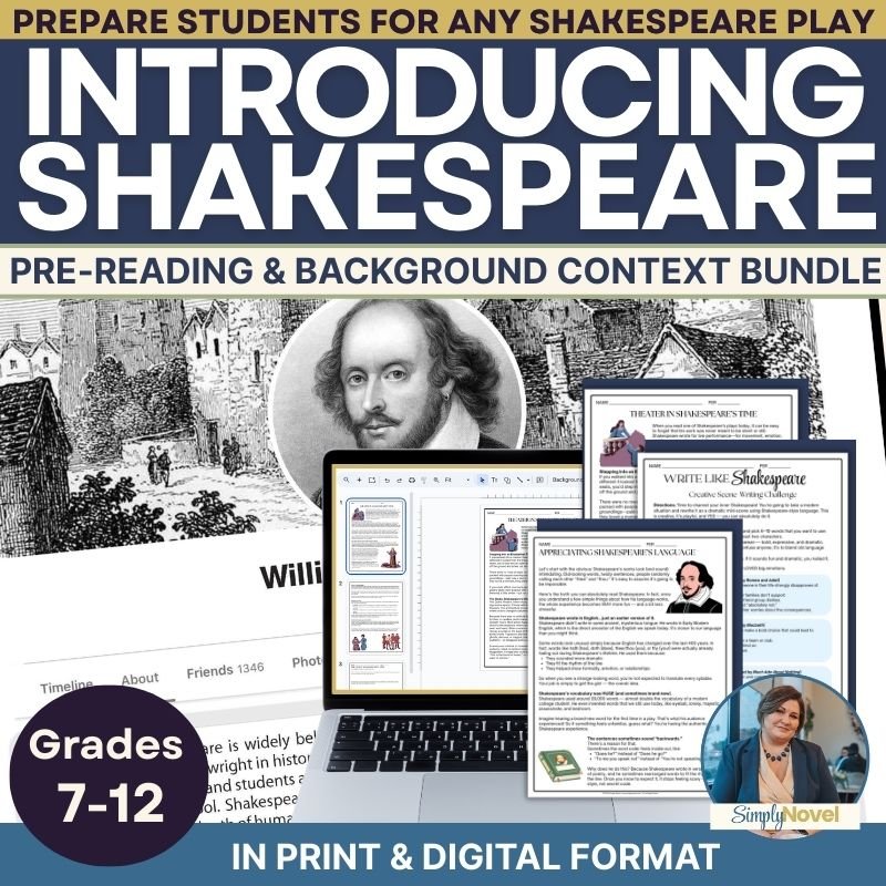 Shakespeare Pre - Reading Activities Bundle – Background, Language, History & Lessons for ANY Shakespeare Play Grades 7–12