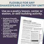 Shakespeare’s Sonnets & Iambic Pentameter | Mini - Lesson, Scansion Practice, Quiz - Simply Novel