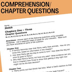 Shiloh Novel Study - Over 100 No - Prep Pages, plus Question Task Cards - Simply Novel