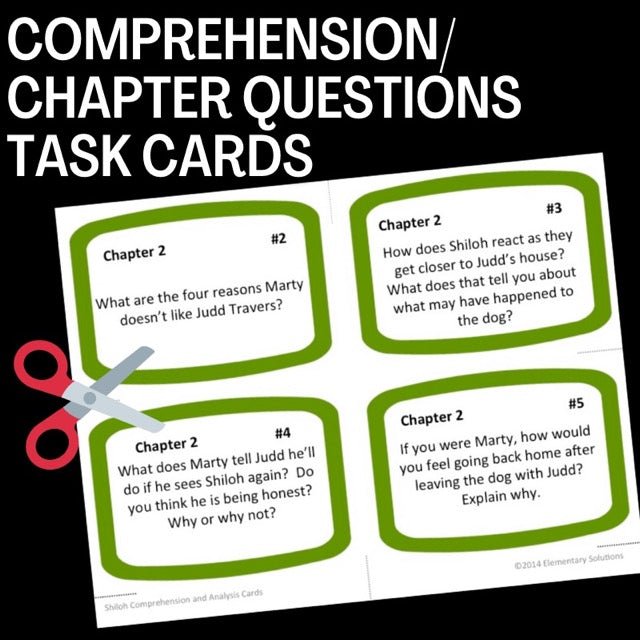 Shiloh Novel Study - Over 100 No - Prep Pages, plus Question Task Cards - Simply Novel