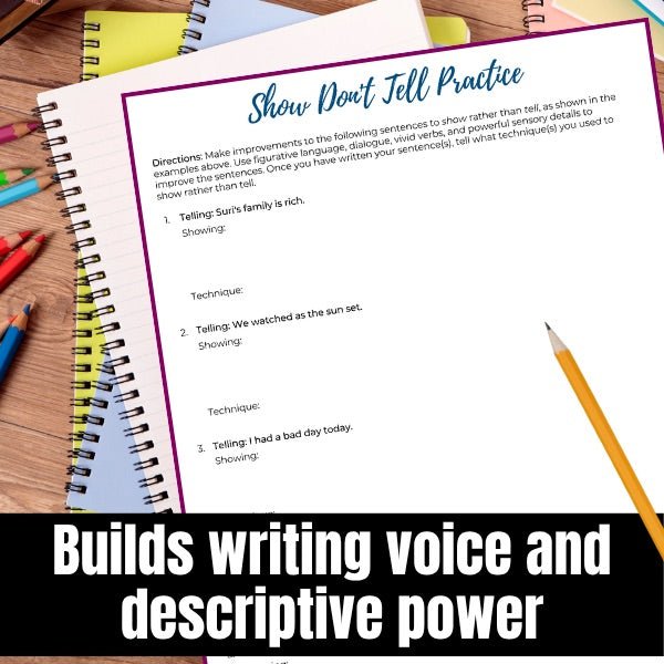 Show Don't Tell Mini - Lesson and No - Prep Writing Activity - Simply Novel