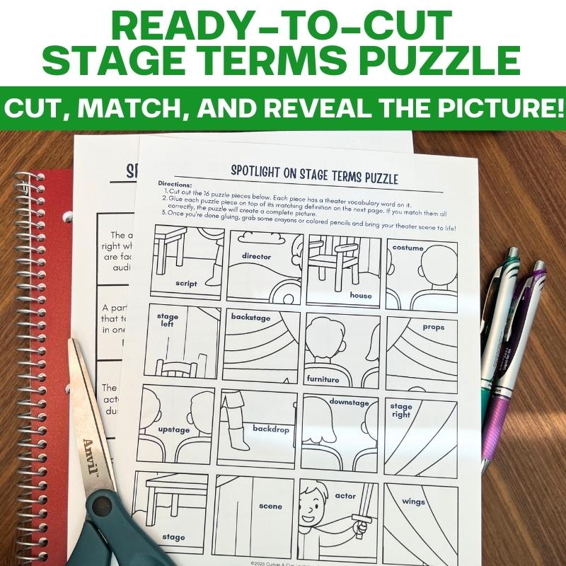 Spotlight on Stage Terms – Theater Vocabulary Puzzle Activity - Drama Sub Plan - Simply Novel