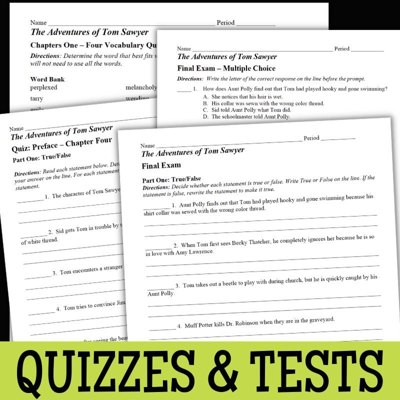 The Adventures of Tom Sawyer Novel Study Unit - 150+ Pages, No - Prep PDF - Simply Novel