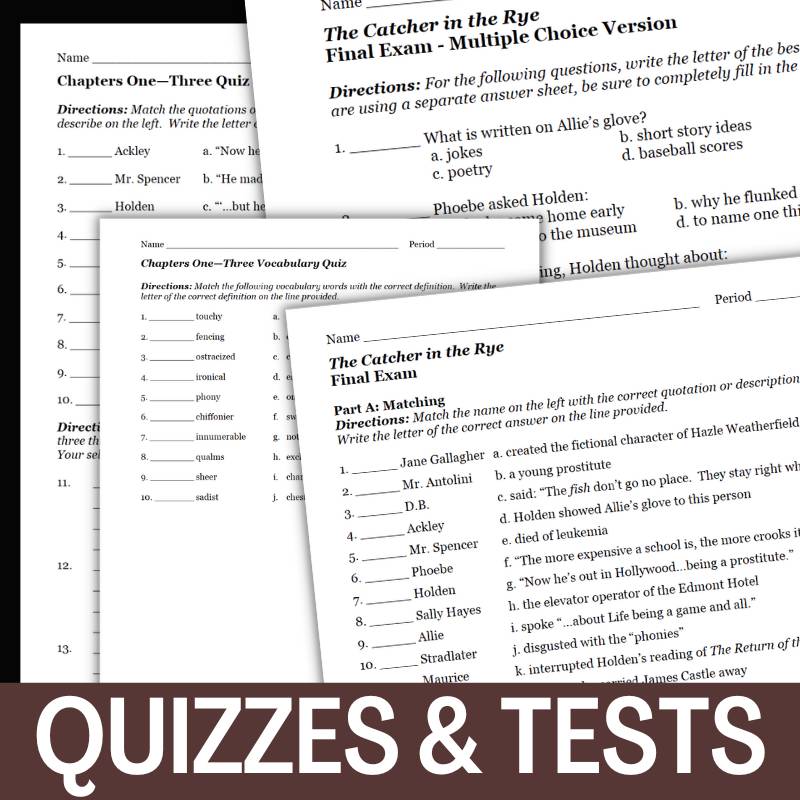 The Catcher in the Rye Novel Study - 128 - Page NO - PREP Unit Plan - Simply Novel