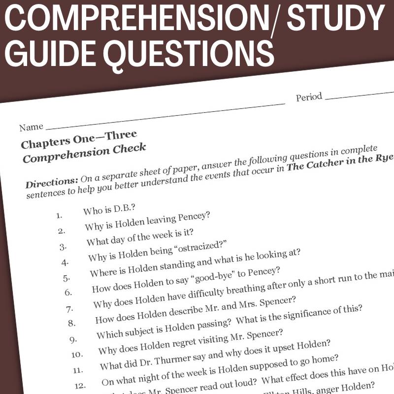 The Catcher in the Rye Novel Study - 128 - Page NO - PREP Unit Plan - Simply Novel