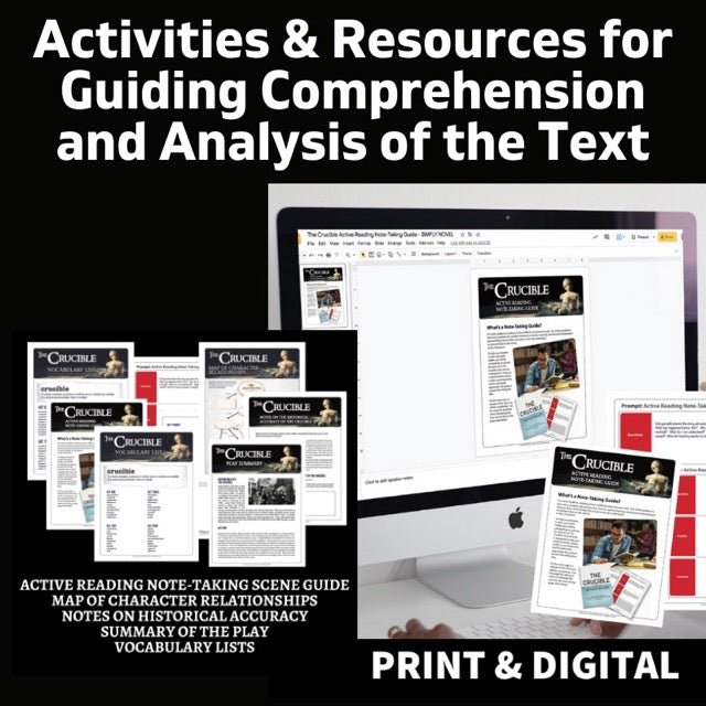 The Crucible Unit Teaching Resource BUNDLE - No - Prep 180+ Pages Print & Digital - Simply Novel