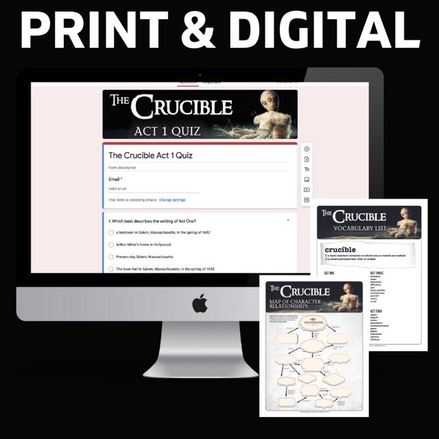 The Crucible Unit Teaching Resource BUNDLE - No - Prep 180+ Pages Print & Digital - Simply Novel