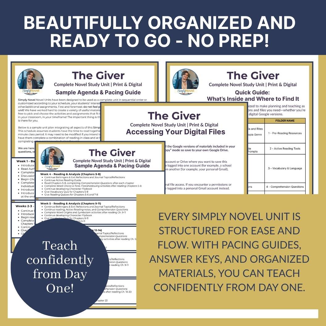 The Giver Novel Study Unit | Complete Literature Guide with Activities, Quizzes - Simply Novel