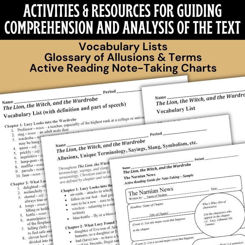 The Lion, the Witch, and the Wardrobe Novel Study Unit: 172 - Page Teaching Guide - Simply Novel