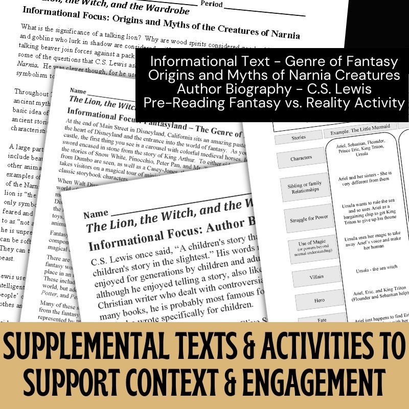 The Lion, the Witch, and the Wardrobe Novel Study Unit: 172 - Page Teaching Guide - Simply Novel