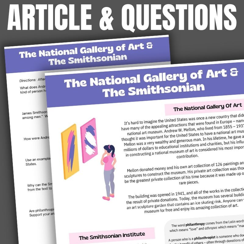 The National Gallery of Art and The Smithsonian Informational Text & Questions - Simply Novel