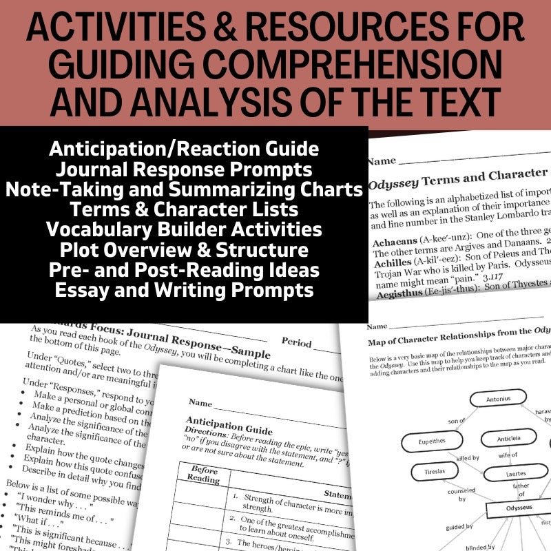 The Odyssey Unit Plan - No - Prep Teaching Guide BUNDLE - Over 130 Pages - Simply Novel