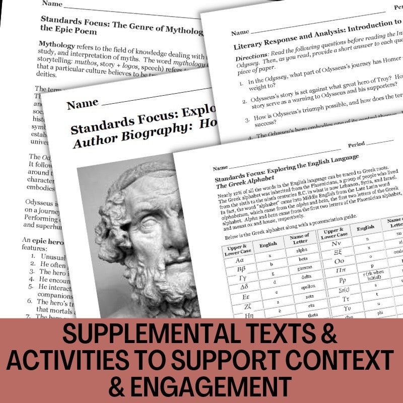 The Odyssey Unit Plan - No - Prep Teaching Guide BUNDLE - Over 130 Pages - Simply Novel