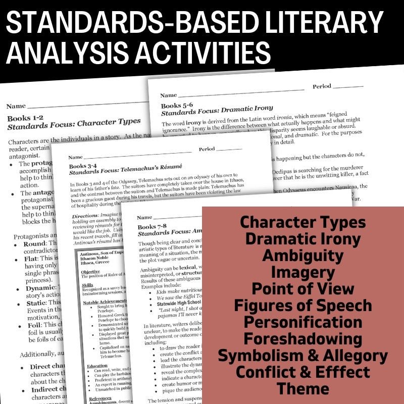 The Odyssey Unit Plan - No - Prep Teaching Guide BUNDLE - Over 130 Pages - Simply Novel