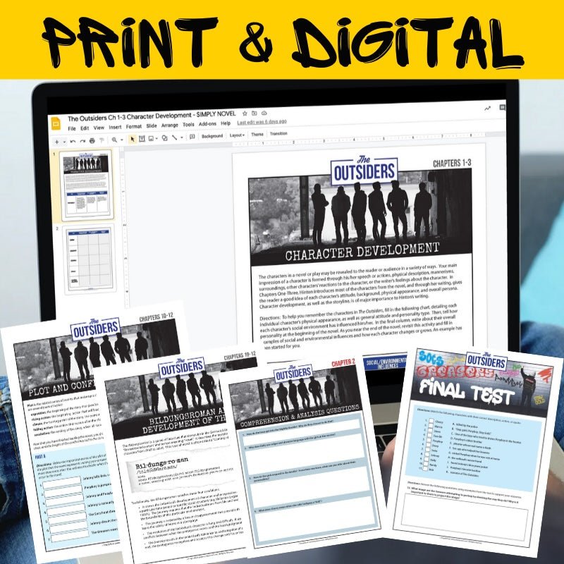 The Outsiders Novel Unit Plan BUNDLE - Over 200 Pages in Print & Digital - Simply Novel
