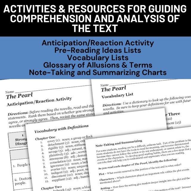 The Pearl Novel Study Unit - Teacher Resources, Activities, Questions, Tests - Simply Novel