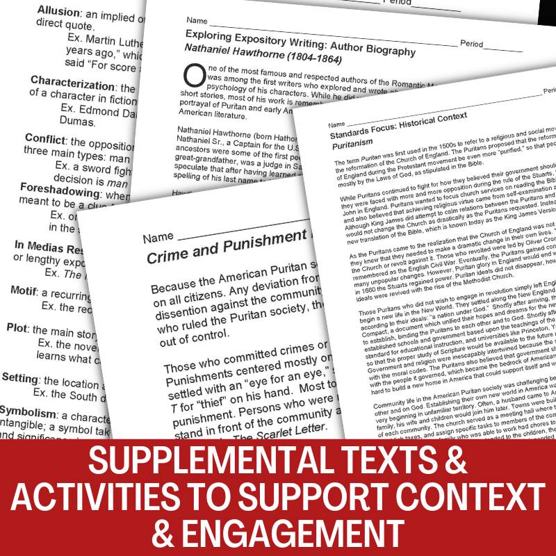 The Scarlet Letter Novel Study - 130 - Page, 8 - Week Unit Resource BUNDLE - Simply Novel