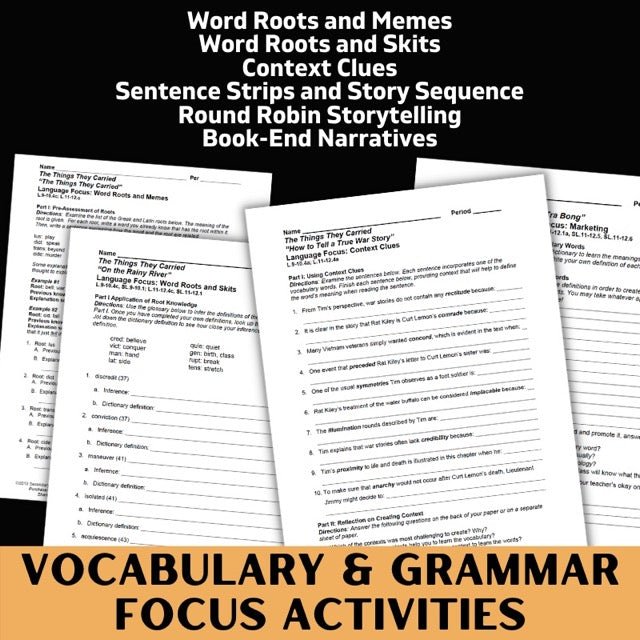 The Things They Carried Novel Study Unit BUNDLE - 150 Pages in PDF Format - Simply Novel