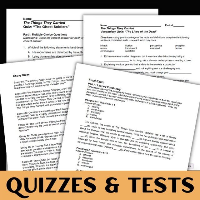 The Things They Carried Novel Study Unit BUNDLE - 150 Pages in PDF Format - Simply Novel