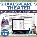 Theater in Shakespeare's Time Informational Text Article & Questions - Simply Novel