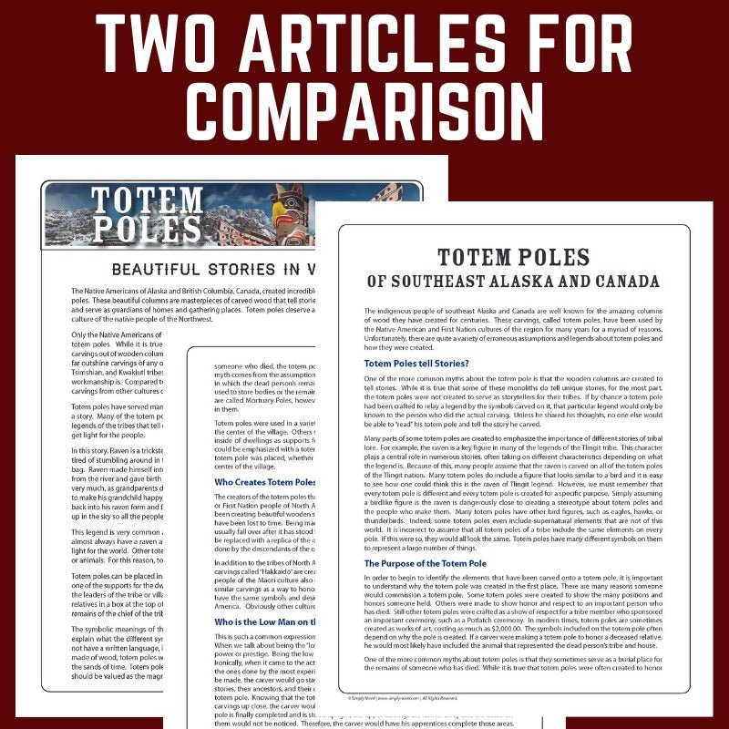 Totem Poles Informational Text Comparison Activity - Simply Novel