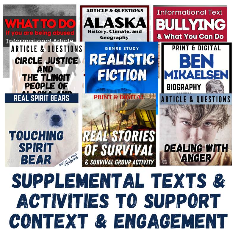 Touching Spirit Bear Novel Study Unit, 300 - Page No - Prep BUNDLE - Print & Digital - Simply Novel
