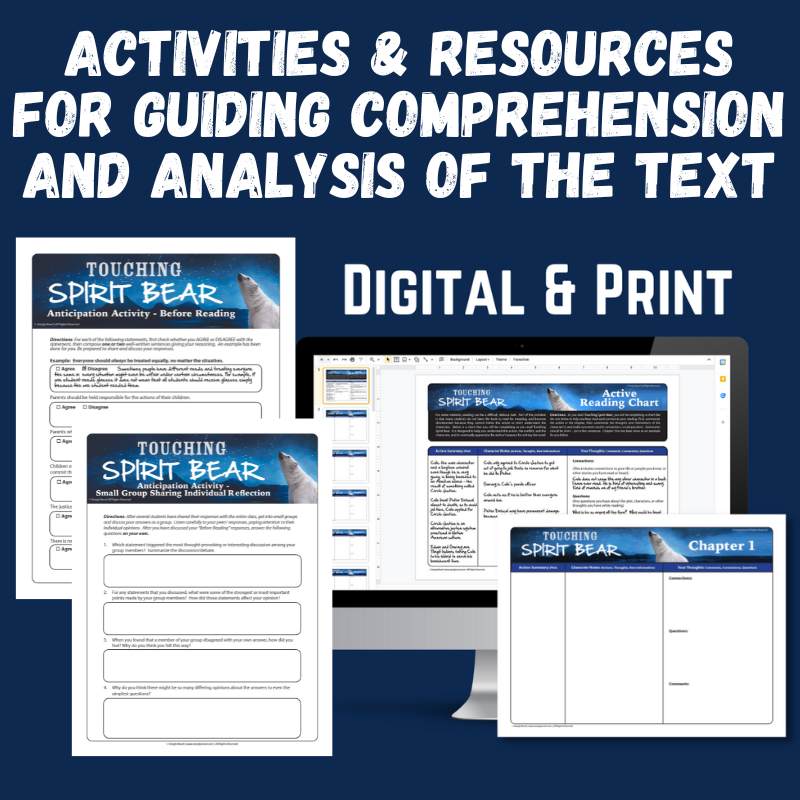 Touching Spirit Bear Novel Study Unit, 300 - Page No - Prep BUNDLE - Print & Digital - Simply Novel