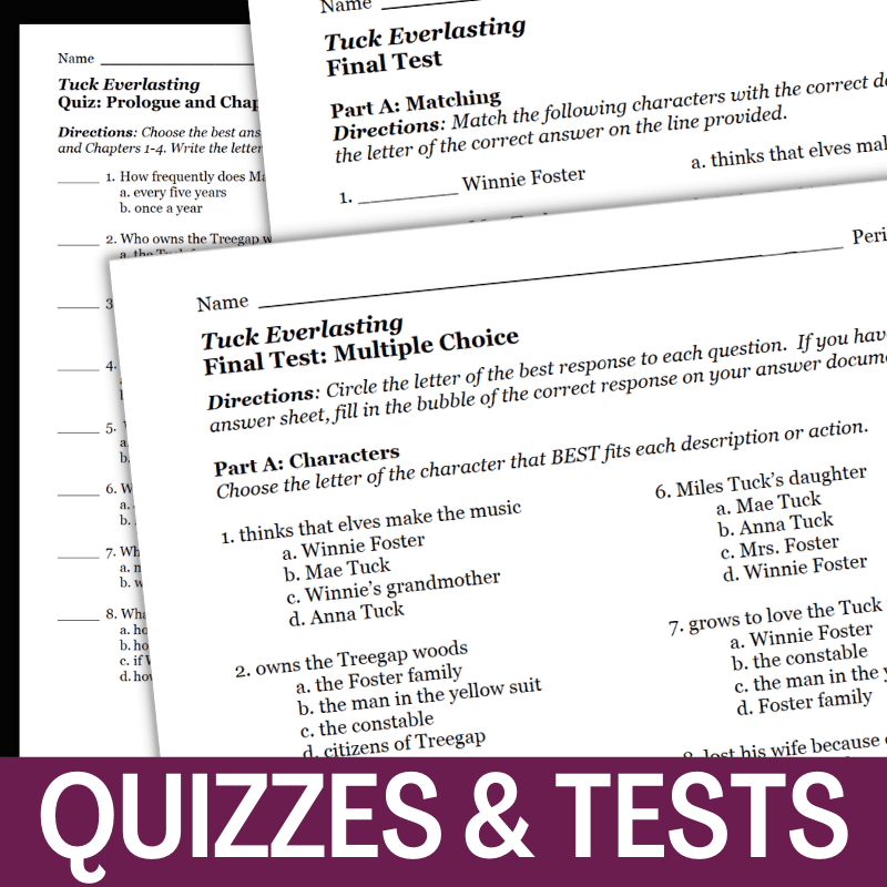 Tuck Everlasting Novel Study Unit Teaching Guide | Worksheets, Activities, Quiz - Simply Novel