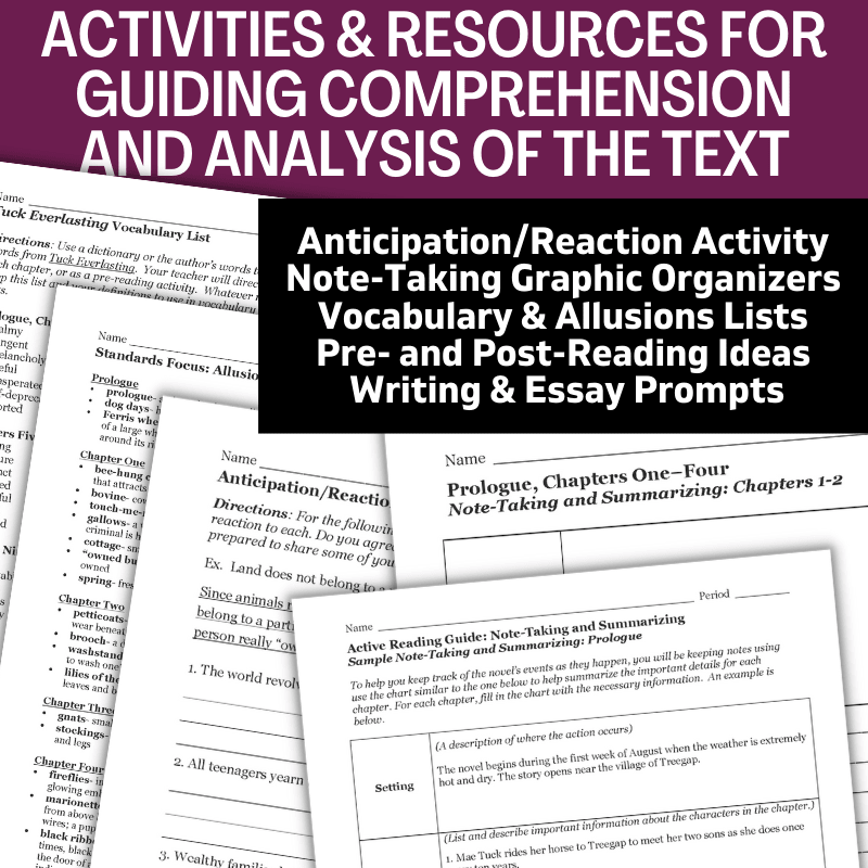 Tuck Everlasting Novel Study Unit Teaching Guide | Worksheets, Activities, Quiz - Simply Novel