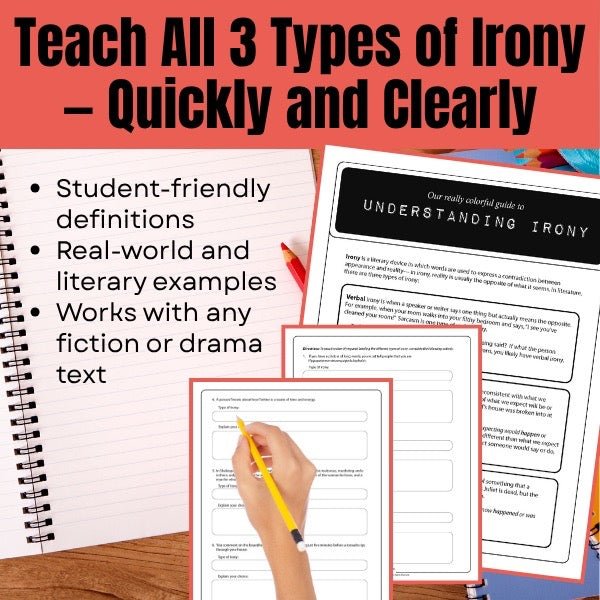 Types of Irony - Verbal, Situational, and Dramatic Irony Activity - Simply Novel